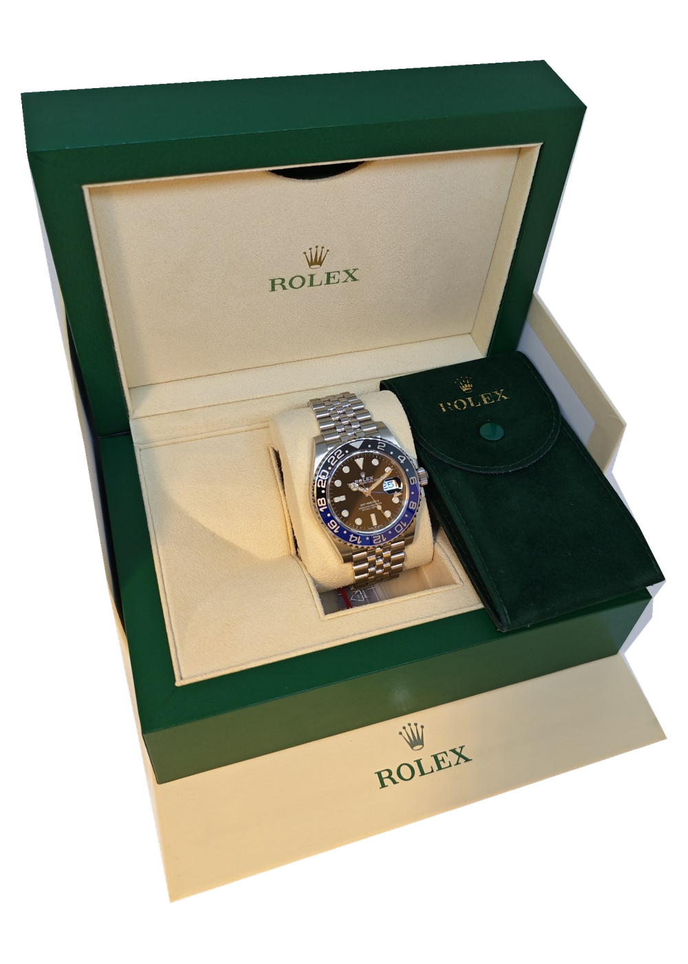 Rolex GMT-Master II Batgirl – Originalbox mit Uhr