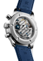 Longines Spirit Pilot Flyback L3.721.4.93.9 – Rückansicht mit Sichtboden und blauem Kautschukband (Detailaufnahme)