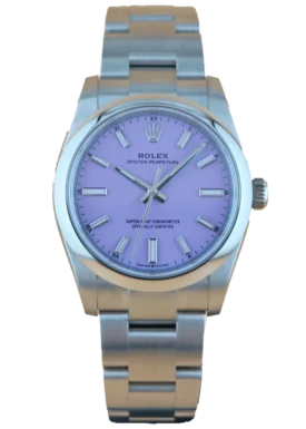 Rolex Oyster Perpetual 34 Lavender Frontansicht