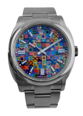 Rolex, Oyster Perpetual 36, Jubilee-Zifferblatt – Frontansicht