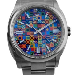 Rolex, Oyster Perpetual 36, Jubilee-Zifferblatt – Frontansicht