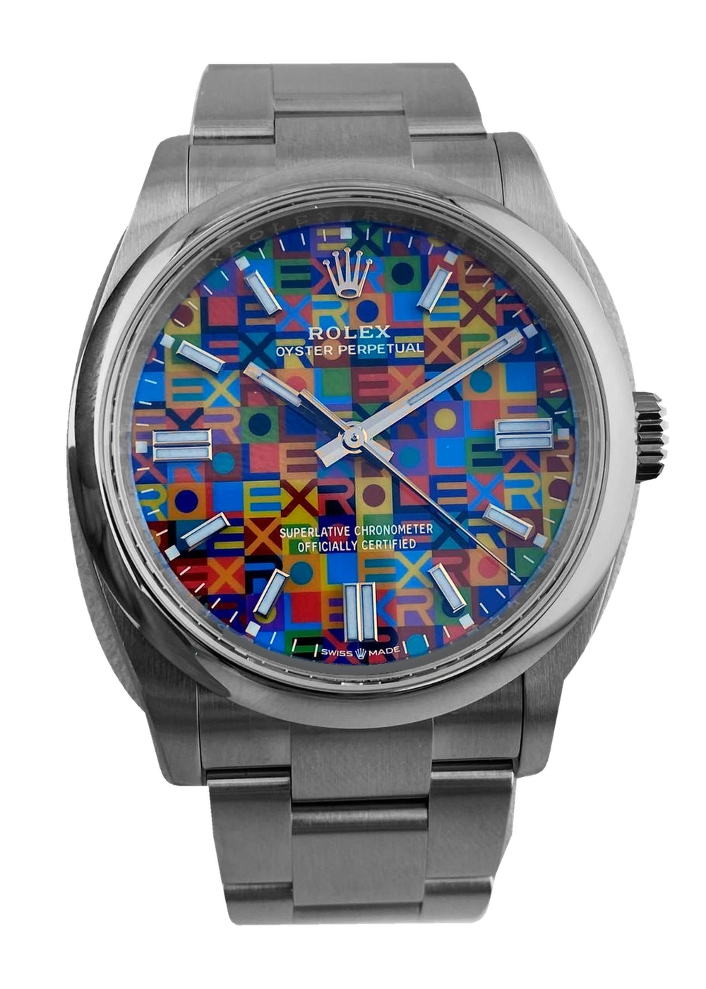 Rolex, Oyster Perpetual 36, Jubilee-Zifferblatt – Frontansicht