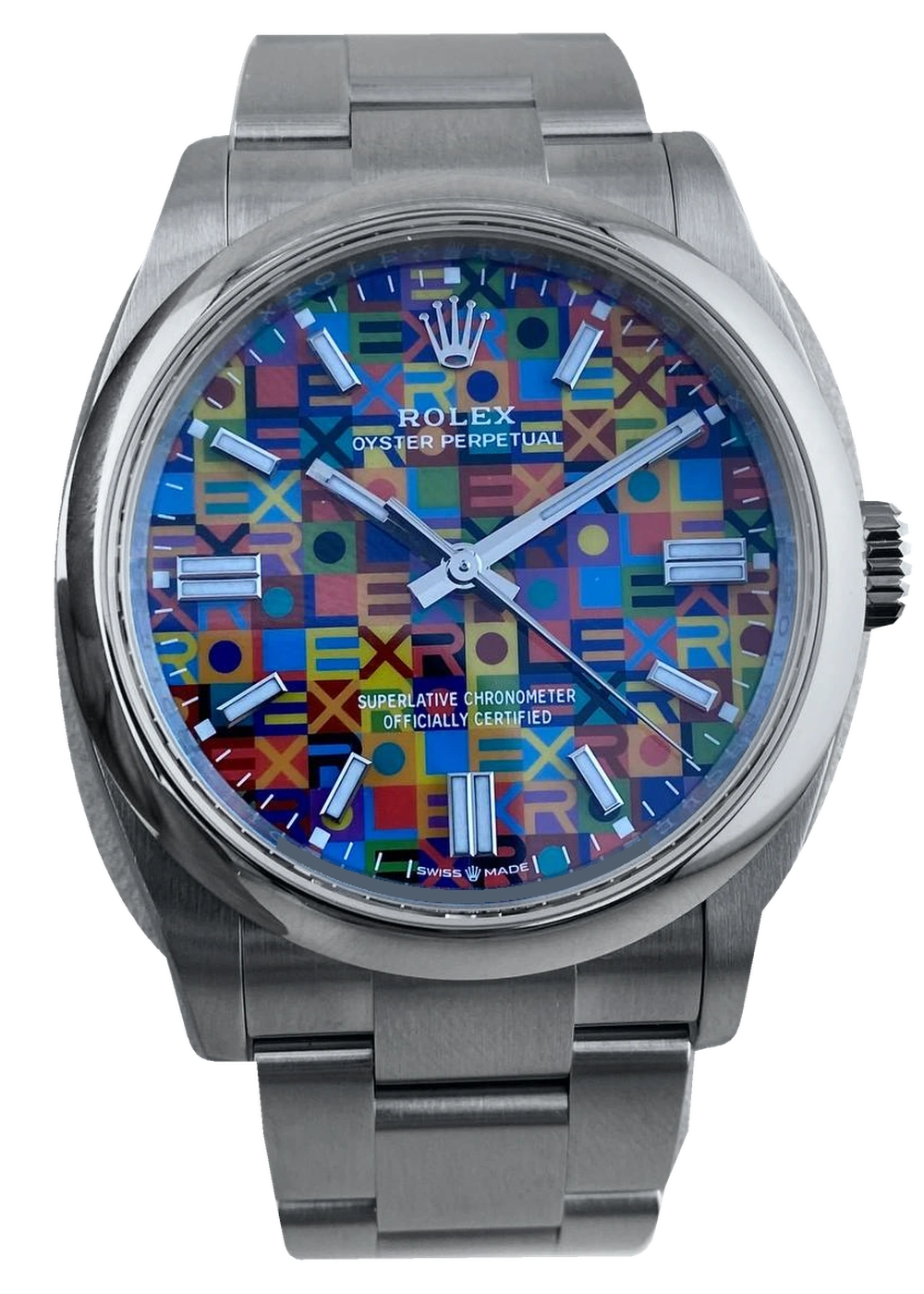 Rolex, Oyster Perpetual 36, Jubilee-Zifferblatt – Frontansicht